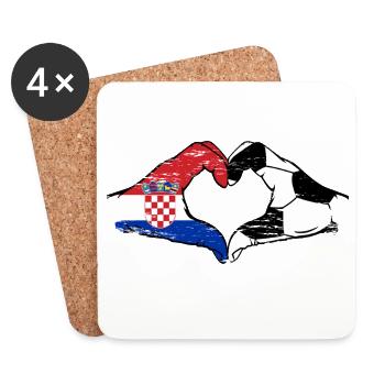 Croatia Football Flag Hands Heart Shape Used - Coasters (set of 4) - white - Front