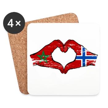 Marokko Norwegen Flagge Haende Herzform used - Untersetzer (4er-Set) - Weiß - Vorne