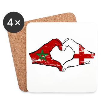 Marokko England Flagge Haende Herzform used - Untersetzer (4er-Set) - Weiß - Vorne