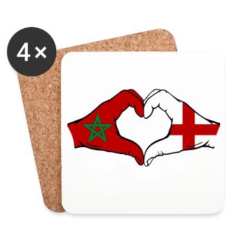 Marokko England Flagge Haende Herzform - Untersetzer (4er-Set) - Weiß - Vorne