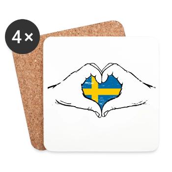 Sweden flag heart used - Coasters (set of 4) - white - Front