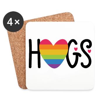 Mois de la fierté LGBT - Câlins - Dessous de verre (lot de 4) - blanc - Devant