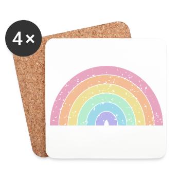 Rainbow Pastel Colors Pride Month LGBTQ+ - Coasters (set of 4) - white - Front