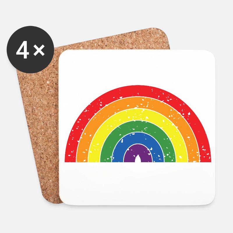 Regenbogenfarben Pride Month LGBTQ+ Grunge Textur - Untersetzer (4er-Set) - Weiß
