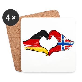 Deutschland Norwegen Flagge Hände Herzform used - Untersetzer (4er-Set) - Weiß - Vorne