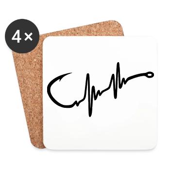 Angelhaken Heartbeat - Untersetzer (4er-Set) - Weiß - Vorne