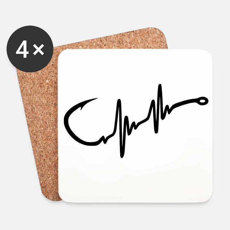 Angelhaken Heartbeat - Untersetzer (4er-Set) - Weiß