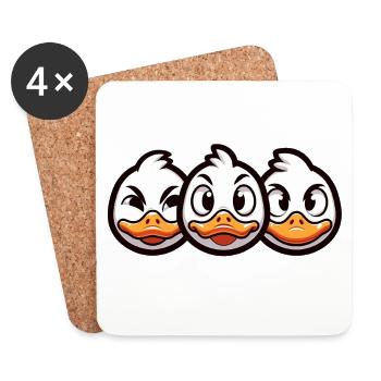Küken-Express Cartoon Design - Untersetzer (4er-Set) - Weiß - Vorne