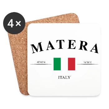 Matera Italy Coordinates Travel Souvenir - Coasters (set of 4) - white - Front