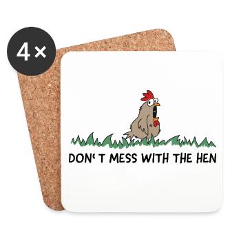 Ne plaisantez pas avec la poule - Dessous de verre (lot de 4) - blanc - Devant