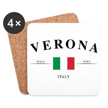 Verona Italia Koordinaten Urlaub Reise Souvenir - Untersetzer (4er-Set) - Weiß - Vorne