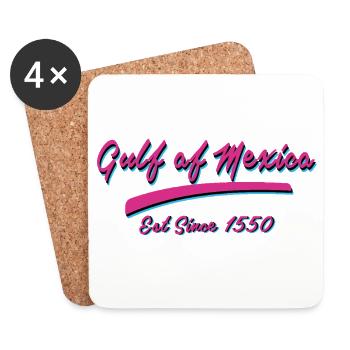 Conception de texte rétro du golfe du Mexique - Dessous de verre (lot de 4) - blanc - Devant