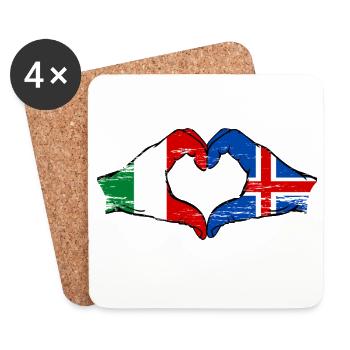 Italien Island Flagge Hände Herzform used - Untersetzer (4er-Set) - Weiß - Vorne