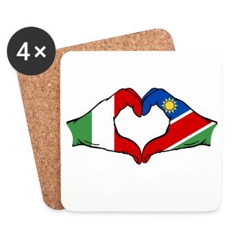 Italien Namibia Flagge Hände Herzform - Untersetzer (4er-Set) - Weiß - Vorne