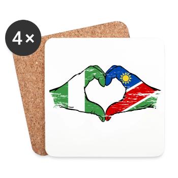 Nigeria Namibia Flag Hands Heart Shape Used - Coasters (set of 4) - white - Front