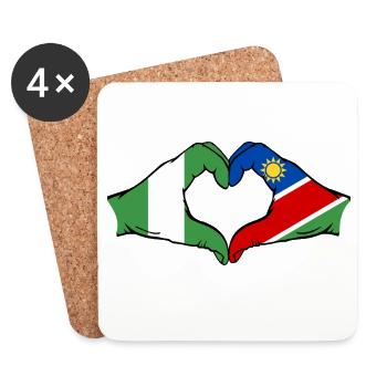 Nigeria Namibia Flagge Hände Herzform - Untersetzer (4er-Set) - Weiß - Vorne