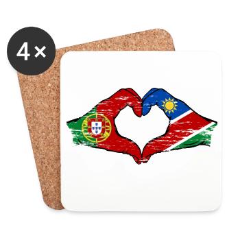 Portugal Namibia Flagge Herz used - Untersetzer (4er-Set) - Weiß - Vorne