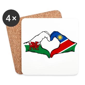 Wales Namibia Flag Hands Heart Shape - Coasters (set of 4) - white - Front