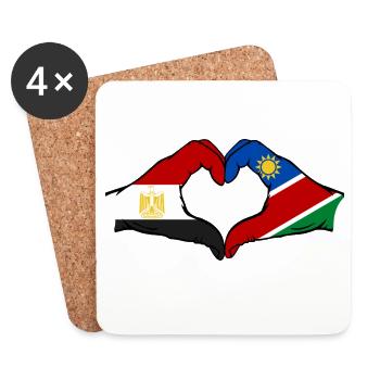 Ägypten_Namibia_Flagge_Haende_Herzform - Untersetzer (4er-Set) - Weiß - Vorne