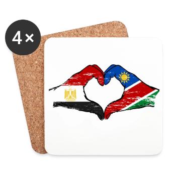 Egypt Namibia Flag Hands Heart Shape Used - Coasters (set of 4) - white - Front