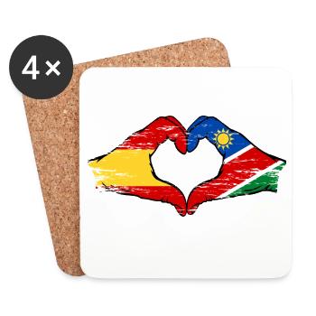 Spanien Namibia Flagge Hände Herzform used - Untersetzer (4er-Set) - Weiß - Vorne