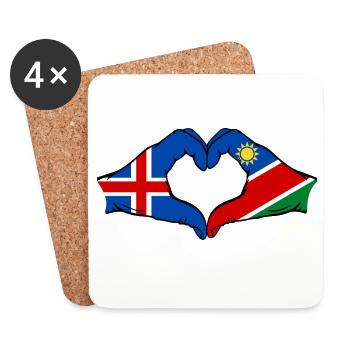 Island_Namibia_Flagge_Hände_Herzform - Dessous de verre (lot de 4) - blanc - Devant
