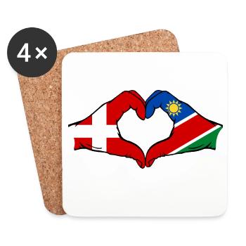 Denmark Namibia Flag Heart - Coasters (set of 4) - white - Front