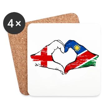 England Namibia Flagge Hände Herz - Untersetzer (4er-Set) - Weiß - Vorne