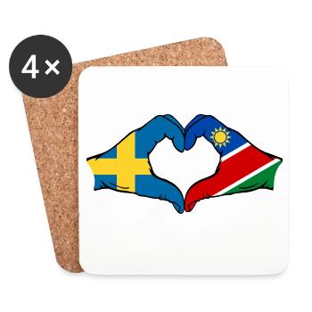 Schweden_Namibia_Flagge_Haende_Herzform - Coasters (set of 4) - white - Front