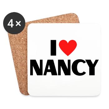 I love Nancy Red Heart Love Fan Gift - Coasters (set of 4) - white - Front