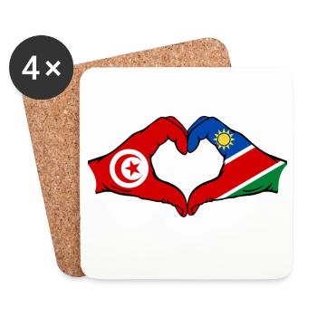 Tunisia Namibia Flag Hands Heart Shape Used - Coasters (set of 4) - white - Front
