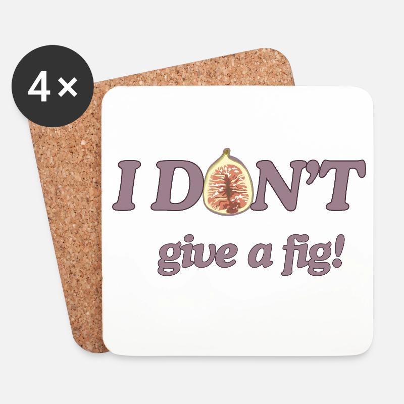 I don't give a fig - Funny pun fruit t-shirt - Untersetzer (4er-Set) - Weiß