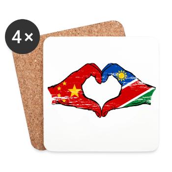 China Namibia Flag Hands Heart Shape - Coasters (set of 4) - white - Front