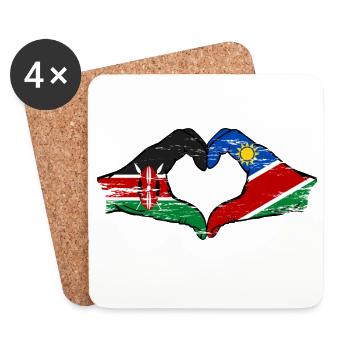 Kenya Namibia Flag Hands Heart Shape used - Coasters (set of 4) - white - Front