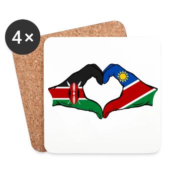 Kenya Namibia Flag Hands Heart Shape - Coasters (set of 4) - white - Front