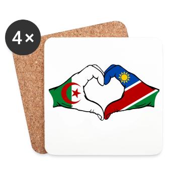 Algerien Namibia Flagge Hände Herzform - Untersetzer (4er-Set) - Weiß - Vorne