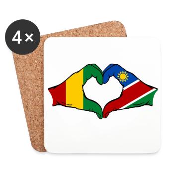 Guiena Namibia Flagge Hände Herzform - Untersetzer (4er-Set) - Weiß - Vorne