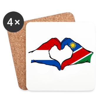 Holland Namibia Flagge Hände Herzform used - Untersetzer (4er-Set) - Weiß - Vorne