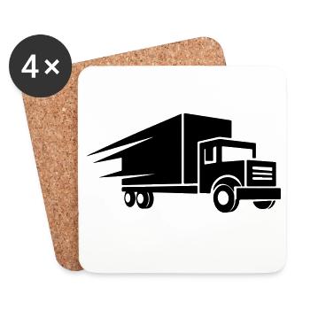 Icône du camion de transport - Dessous de verre (lot de 4) - blanc - Devant