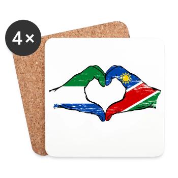 Sierra_Leone_Namibia_Flagge_Haende_Herzform_use - Coasters (set of 4) - white - Front