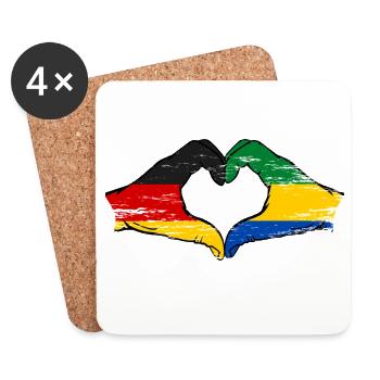 Germany Gabon flag hands heart shape used - Coasters (set of 4) - white - Front
