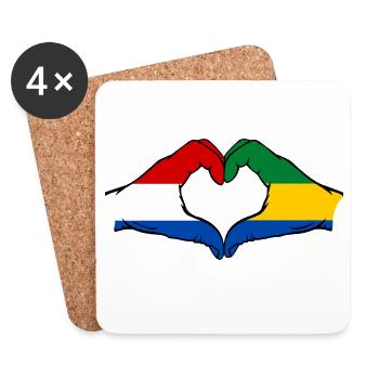 Holland Gabon Flag Hands Heart Shape - Coasters (set of 4) - white - Front