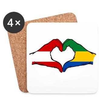 Austria Gabon Flag Hands Heart Shape Used - Coasters (set of 4) - white - Front