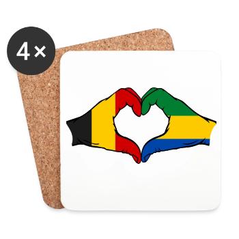 Belgium Gabon flag hands heart shape used - Coasters (set of 4) - white - Front