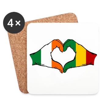 Ireland Guinea Flag Hands Heart Shape - Coasters (set of 4) - white - Front