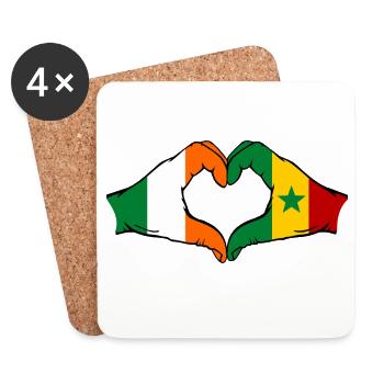 Irland Senegal Flagge Hände Herzform - Untersetzer (4er-Set) - Weiß - Vorne