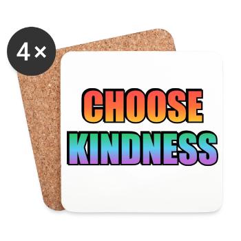 Gay Pride Rainbow Choose Kindness Typography   - Coasters (set of 4) - white - Front
