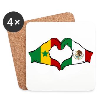 Senegal Mexiko Flagge Hände Herzform - Untersetzer (4er-Set) - Weiß - Vorne