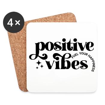 Les ondes positives alimentent le bonheur - Dessous de verre (lot de 4) - blanc - Devant