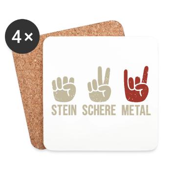 Ciseaux de pierre Groupe de métal Musique heavy metal - Dessous de verre (lot de 4) - blanc - Devant